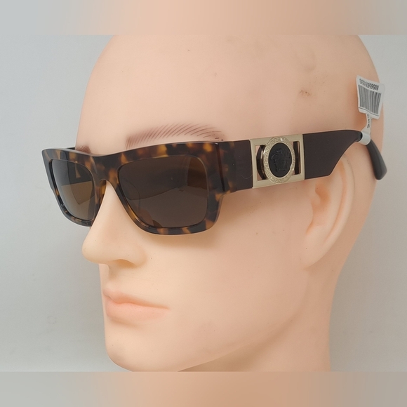 NWT Versace Men's Sunglasses Rectangle Medusa Havana Italy VE4416-U 53-18-145 - Picture 13 of 16